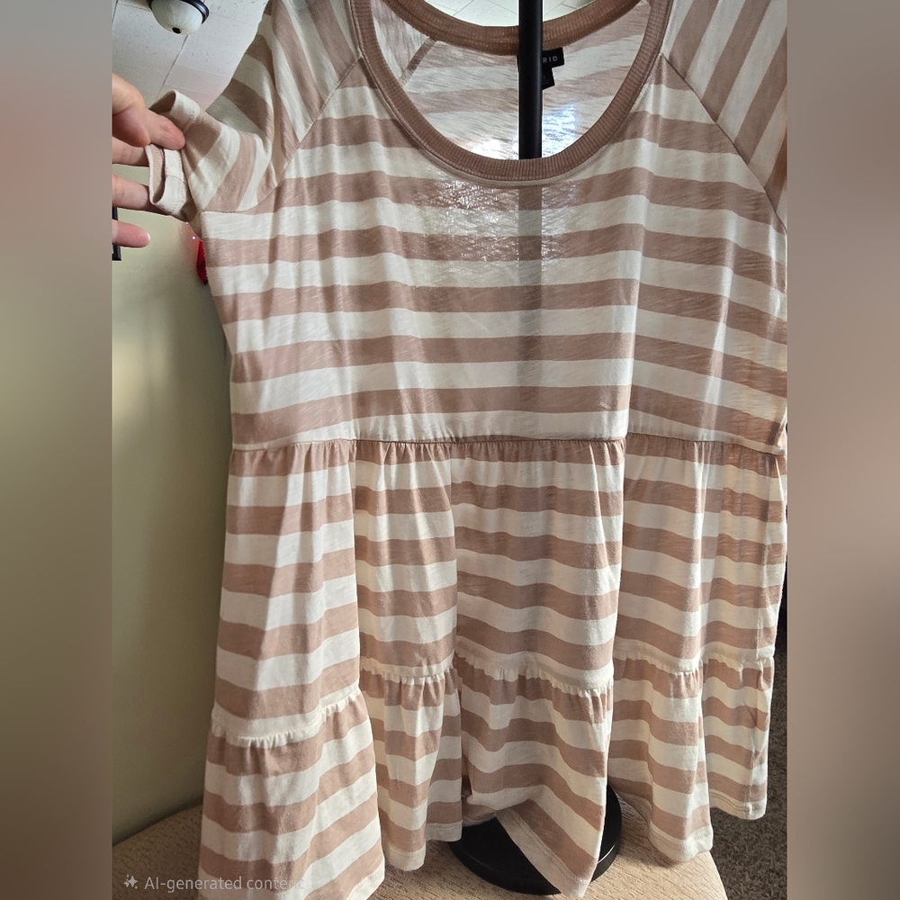 Torrid Beige and Off-White Striped Tunic